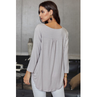 Light Gray Wrap Hi-lo Hem Blouse