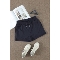 Blue Tie Waist Side Pockets Cuffed Lounge Shorts