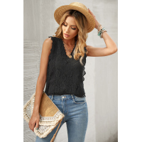 Black Lace V Neck Tank Top