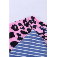 Pink Leopard Navy Stripe Fashion Top