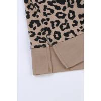 Crew Neck Leopard Side Split T-shirt