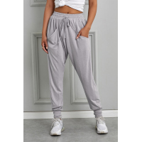 Gray Casual Drop Crotch Tapered Leg Pants