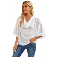 White Draped Blouse