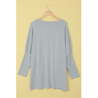 Gray Longline Pocketed Top