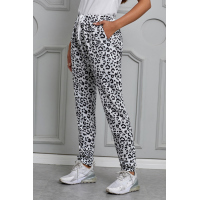 White Casual Skinny Leopard Print Pants