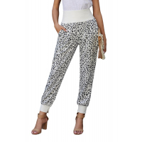 Leopard Pocket Casual Pants With Slit