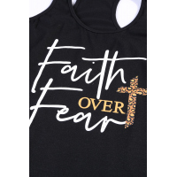 Leopard Printed Cross Faith Over Fear Tank