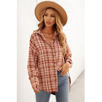 Relaxed Fit Plaid Button Shirt