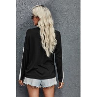 Black Long Sleeve Top with Leopard Print