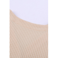 V-neck Color Block Button Waffle Knit Pullover