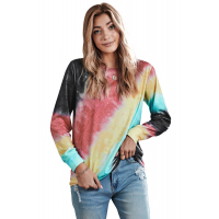 Ombre Red Tie-dye Long Sleeve Top