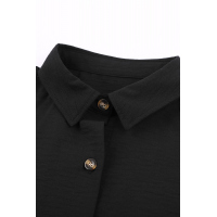 Black Cheetah Print Pocket Button Design Casual Shirt