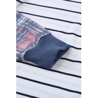 Plaid Raglan Sleeve Striped Top