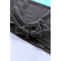 Gray Color Block Panel Front T-shirt with Knot