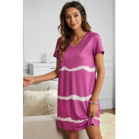 Pink Tie Dye Casual Mini Dress