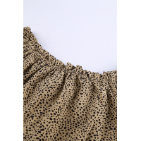 Frilled Off-the-shoulder Cheetah Blouse