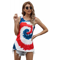 Red White Blue Tie Dye Tank Top