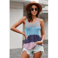 Blue Knitted Cami Tank Top