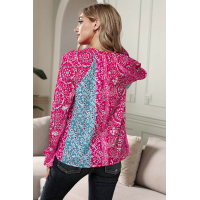 Rose Split Neck Printed Blouse