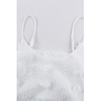 White Spaghetti Straps Jacquard Ruffle Mini Dress