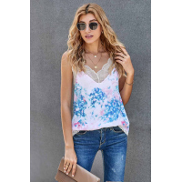 Tie-dye Lace V Neck Strappy Loose Fit Camisole