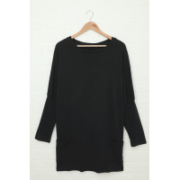 Black Longline Pocketed Top