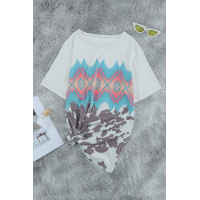 Multi-color Aztec Geometric Print T-shirt