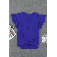 Blue Forever Tonight Button Tie Top