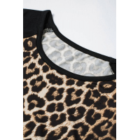 Black Raglan Sleeve Leopard Blouse