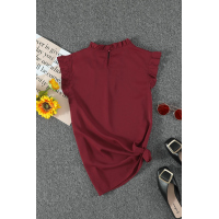 Wine Red Flounced Tank Top