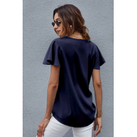 Blue V Neck Short Sleeve Tee