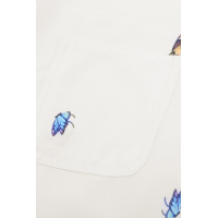 Apricot Butterfly Print Pocketed Shirt