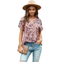 Pink Short Sleeve Toss and Tumble Printed Pocket Shirt