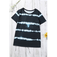 Black Tie Dye Stripes Basic Tee