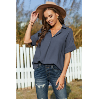 Short Sleeve Button Solid Shirt