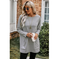 Gray Longline Pocketed Top