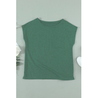 Green Pocketed Tee with Side Slits