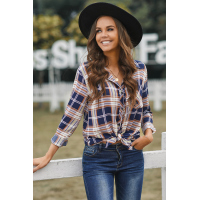 Chic Plaid Print Shirt with Pocket