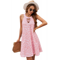 Pink Leopard Sleeveless Mini Dress