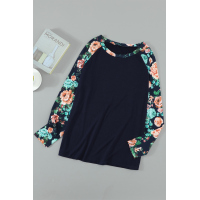 Floral Splicing Long Sleeve T-Shirt