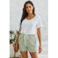 Green Casual Drawstring Pocket Shorts