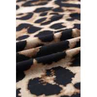 Leopard Print Splicing Black Cotton Mini Dress