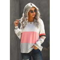 Oversized Colorblock Patchwork Long Sleeve Top