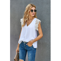 White Sleeveless Crochet Lace Blouse