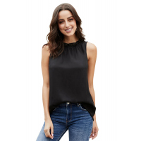 Black Ruffle Trim Neckline Tank Top