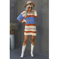 Multicolor Color Block Cable Knit Sweater Dress