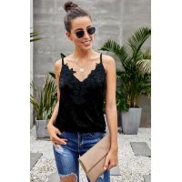 Black Whimsical Velvet Cami Tank