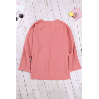 V Neck 3/4 Sleeve High Low Hem Shirt