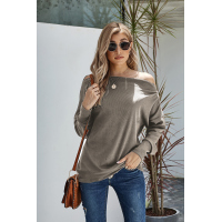 Khaki Ribbed Zip Knit Top