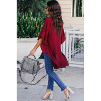 Red Chic High Low Kimono Top